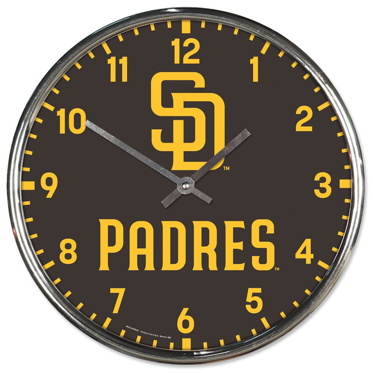 San Diego Padres 12" Round Chrome Wall Clock