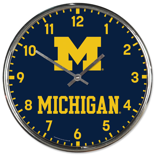 Michigan Wolverines 12" Round Chrome Wall Clock by Wincraft