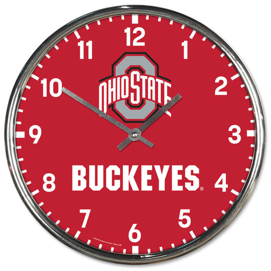 Ohio State Buckeyes 12" Round Chrome Wall Clock