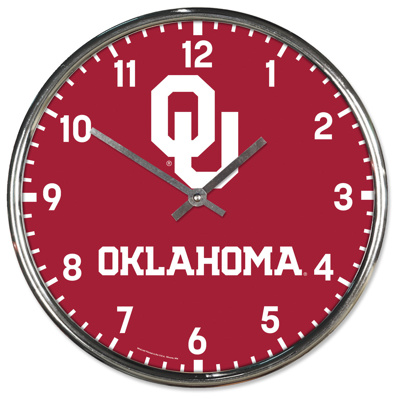 Oklahoma Sooners 12" Round Chrome Wall Clock by Wincraft