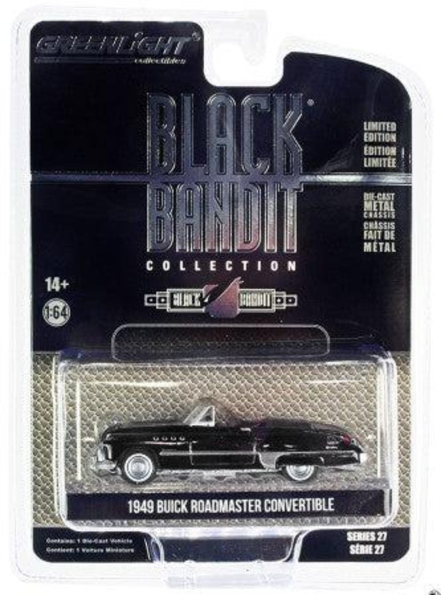 1949 Buick Roadmaster Convertible Black Metallic "Black Bandit" Series 27 1/64 Diecast Model Car by Greenlight