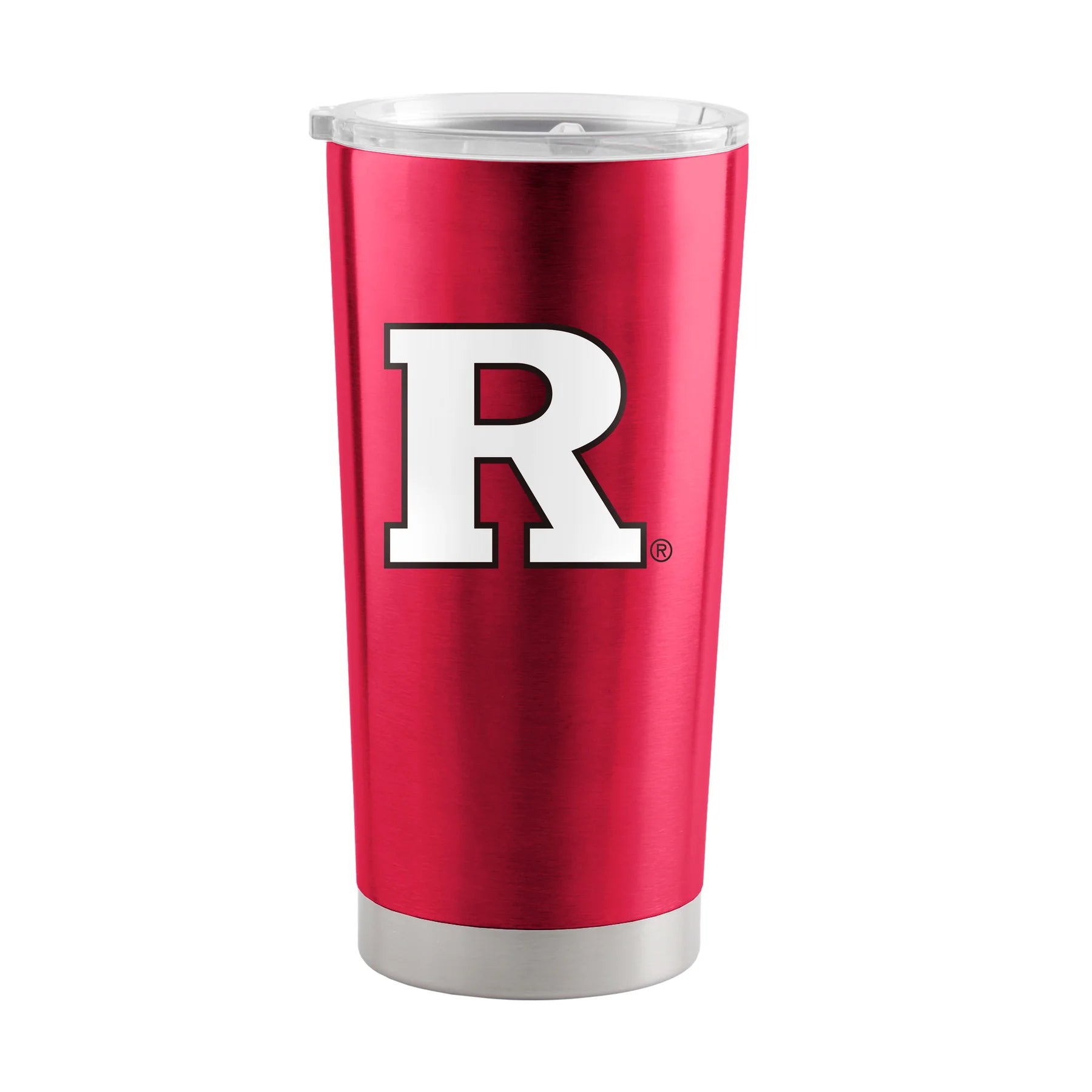 Rutgers Scarlet Knights 20 oz. stainless steel tumbler with team graphics and straw-friendly lid. Hand wash only.