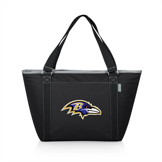 Baltimore Ravens NFL Topanga Cooler Tote Bag, 24-can insulated soft-sided cooler, black, officially licensed.