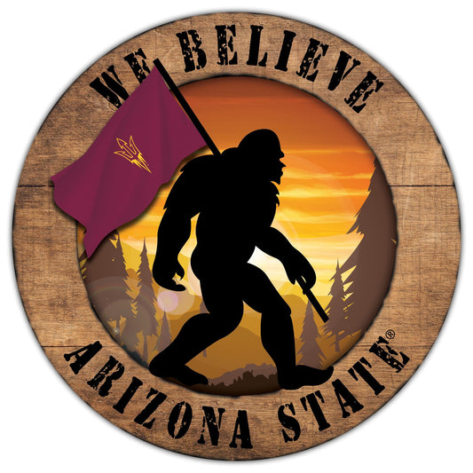 Arizona State Sun Devils We Believe Bigfoot 12" Round Sign by Fan Creations