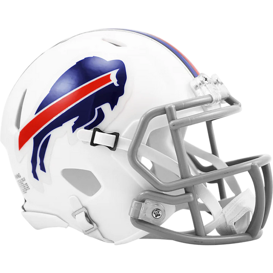 Buffalo Bills 2011-2020 throwback speed mini helmet, 5.5 inch half scale, metal faceguard, Riddell NFL