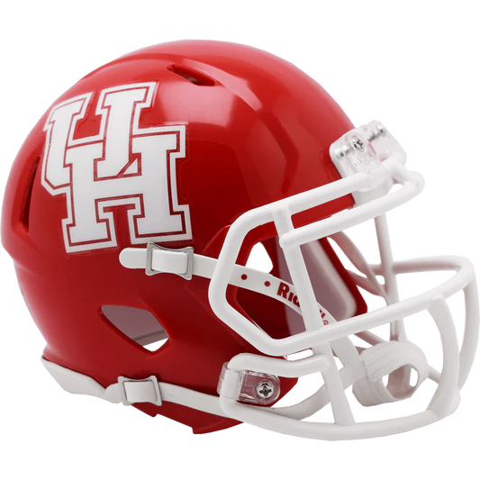 Houston Cougars NCAA Red 5" Speed mini helmet with chinstrap, foam padding, metal faceguard, autographs