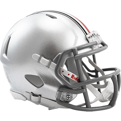 Ohio State Buckeyes Riddell mini speed helmet with metal faceguard, chin strap, foam padding, 5.5 inches tall

