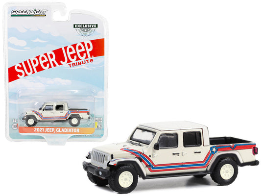 Greenlight 2021 Jeep Gladiator Diecast: 1/64 scale, detailed, red and blue stripes. Officially licensed. Hobby Exclusive series.
