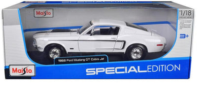 1968 Ford Mustang CJ Cobra Jet White 1/18 Diecast Model Car by Maisto