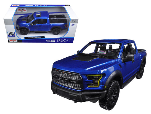 2017 Ford Raptor Pickup Truck Blue Metallic 1/24 Diecast Model Car by Maisto