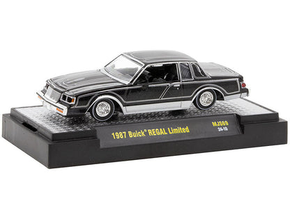 1987 Buick Regal Limited Lowrider Black with Silver Graphics "Lowriders" Ltd. Edition to 5500 pieces Worldwide 1/64 Diecast Model Car by M2 Machines