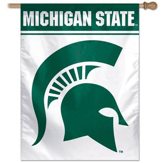 Michigan State Spartans 27" x 37" NCAA Vertical Banner in team colors and graphics. Officially licensed by Wincraft. Pole not included. 