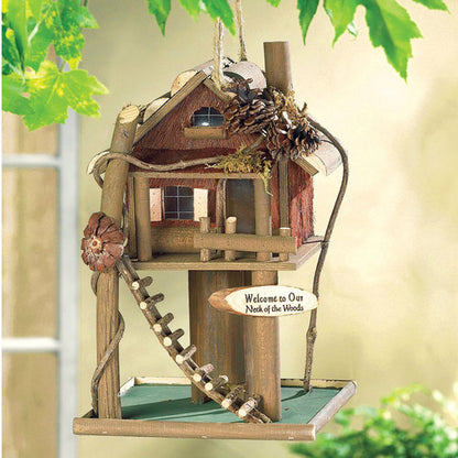 Log Cabin Treehouse Bird Feeder by Songbird Valley