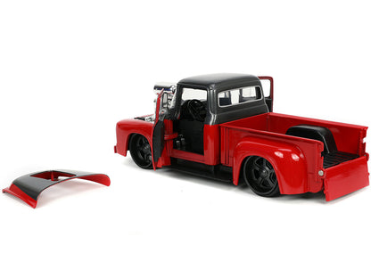 1956 Ford F-100 Pickup Truck Red and Dark Gray Metallic with Extra Wheels "Just Trucks" Series 1/24 Diecast Model Car by Jada