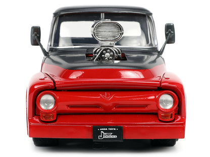 1956 Ford F-100 Pickup Truck Red and Dark Gray Metallic with Extra Wheels "Just Trucks" Series 1/24 Diecast Model Car by Jada