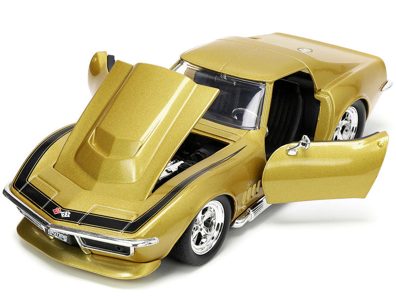 1969 Chevrolet Corvette Stingray ZL-1 Gold Metallic with Black Stripe "Bigtime Muscle" Series 1/24 Diecast Model Car by Jada