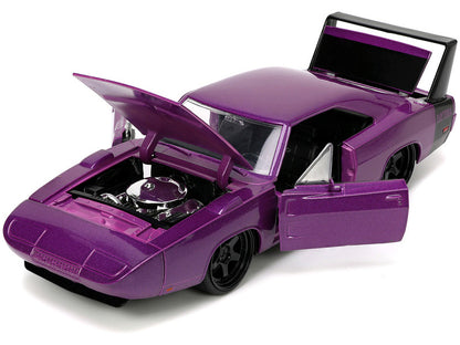 1969 Dodge Charger Daytona Purple Metallic with Black Tail Stripe "Bigtime Muscle" Series 1/24 Diecast Model Car by Jada