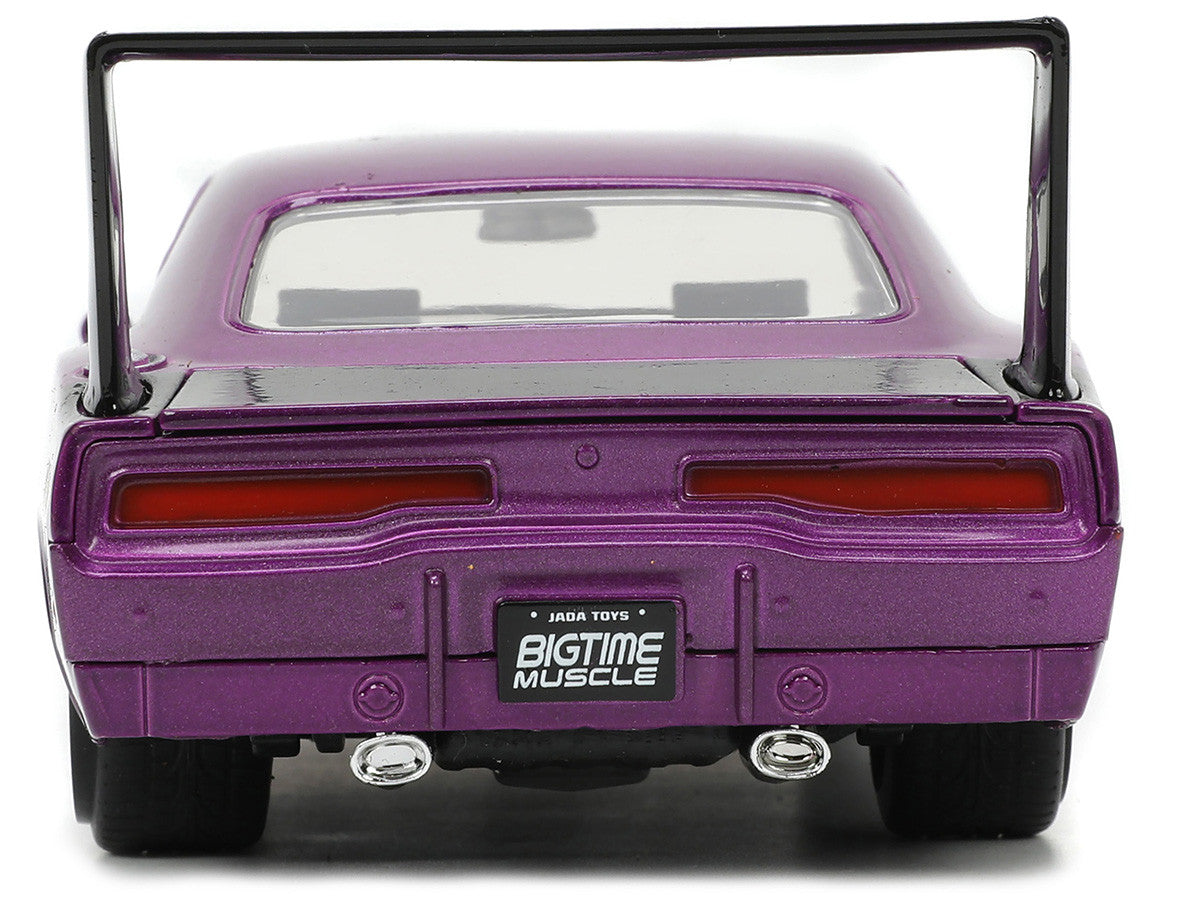 1969 Dodge Charger Daytona Purple Metallic with Black Tail Stripe "Bigtime Muscle" Series 1/24 Diecast Model Car by Jada