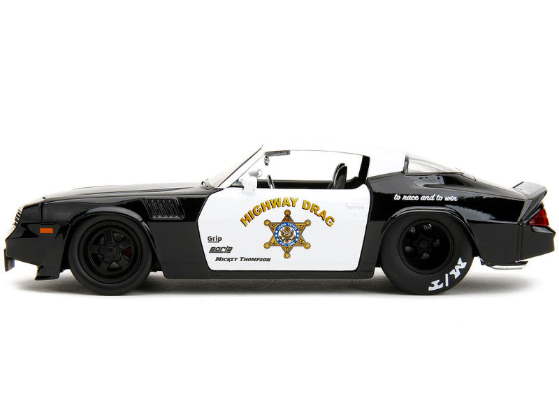 1979 Chevrolet Camaro Z28 Police Black and White "Highway Drag" "Bigtime Muscle" Series 1/24 Diecast Model Car by Jada