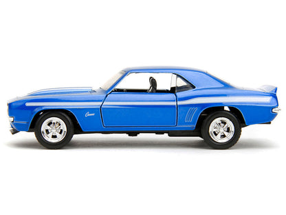 1969 Chevrolet Camaro Blue Metallic with White Stripes "2 Fast 2 Furious" (2003) Movie "Fast & Furious" Series 1/32 Diecast Model Car by Jada
