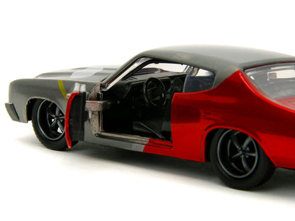 1970 Chevrolet Chevelle SS Gray/Red Metallic w/ Black Hood and Thor Diecast Figure "The Avengers" "Hollywood Rides" Series 1/32 Diecast Car