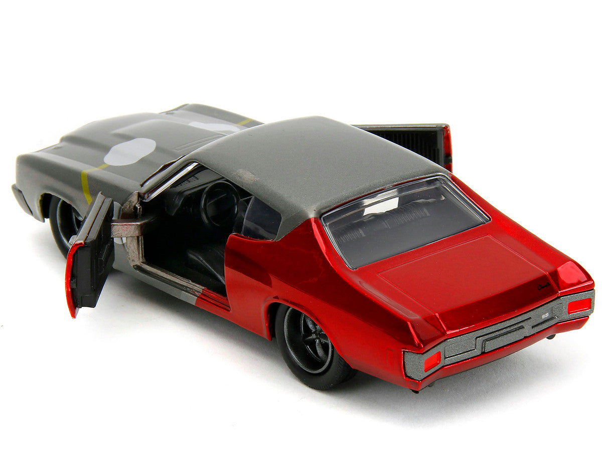 1970 Chevrolet Chevelle SS Gray/Red Metallic w/ Black Hood and Thor Diecast Figure "The Avengers" "Hollywood Rides" Series 1/32 Diecast Car