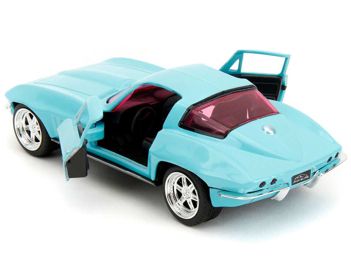 1966 Chevrolet Corvette Light Blue with Pink Tinted Windows "Pink Slips" Series 1/32 Diecast Model Car by Jada