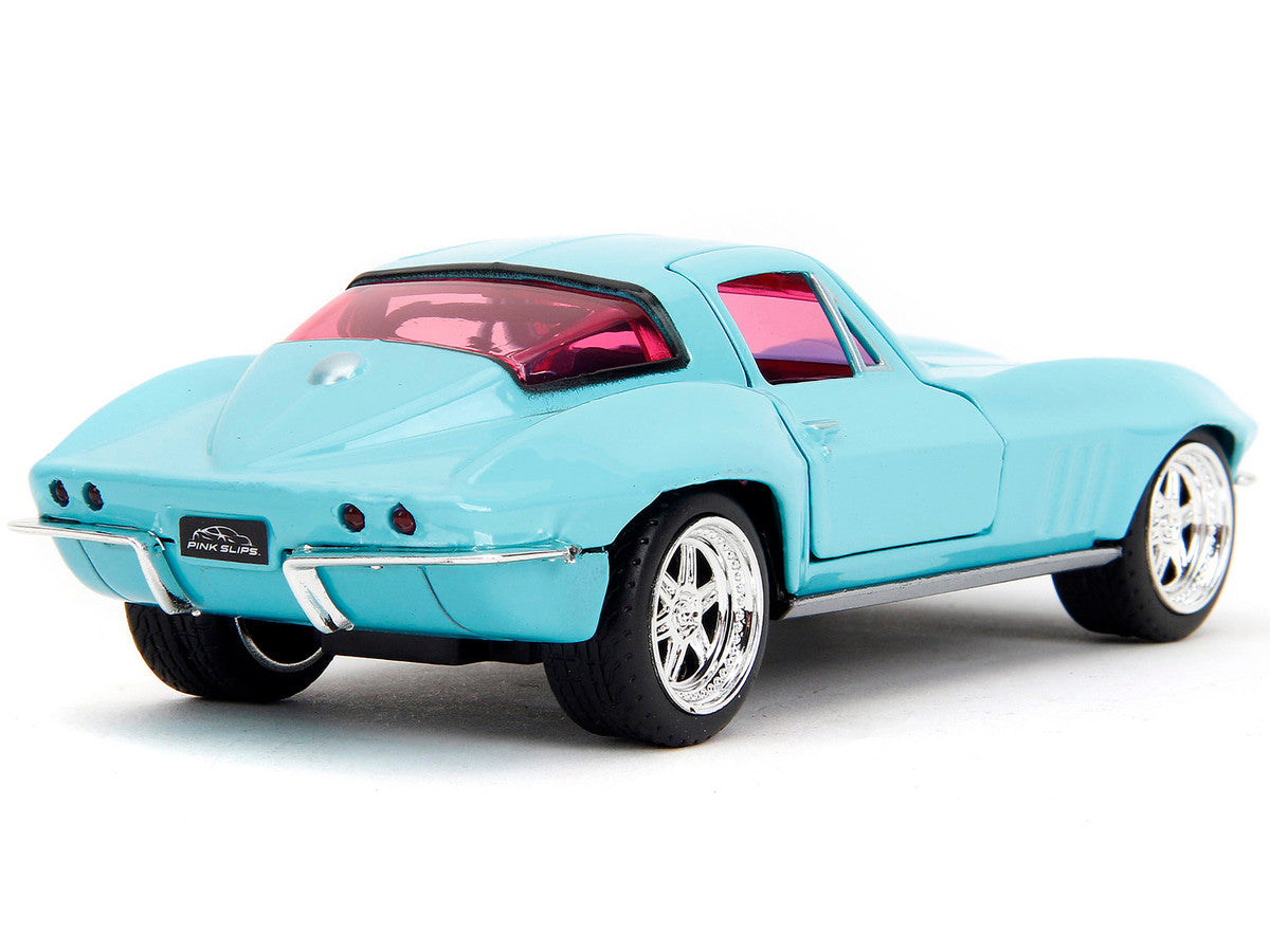 1966 Chevrolet Corvette Light Blue with Pink Tinted Windows "Pink Slips" Series 1/32 Diecast Model Car by Jada