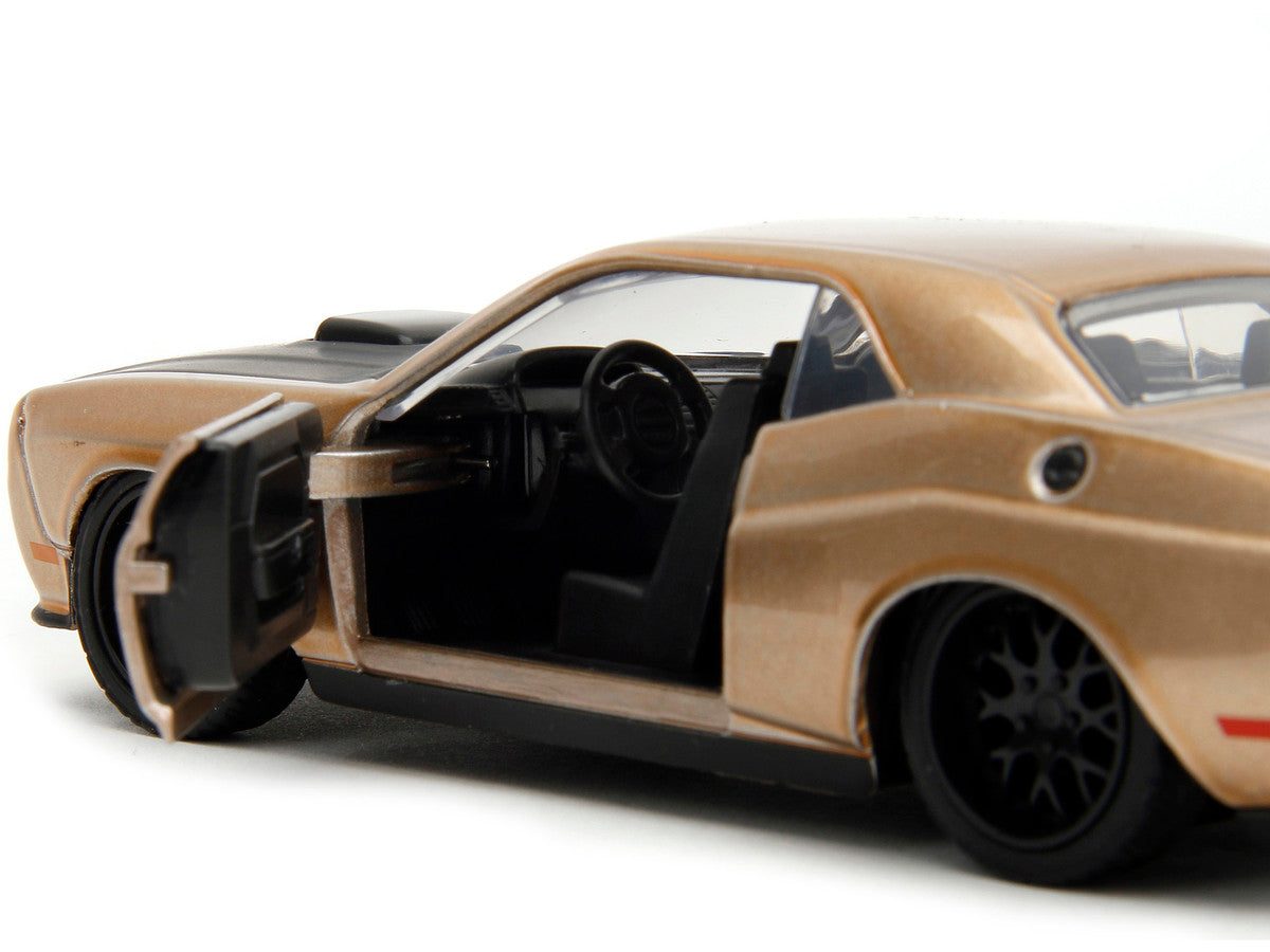 2012 Dodge Challenger SRT8 Gold Metallic with Black Hood "Pink Slips" Series 1/32 Diecast Model Car by Jada