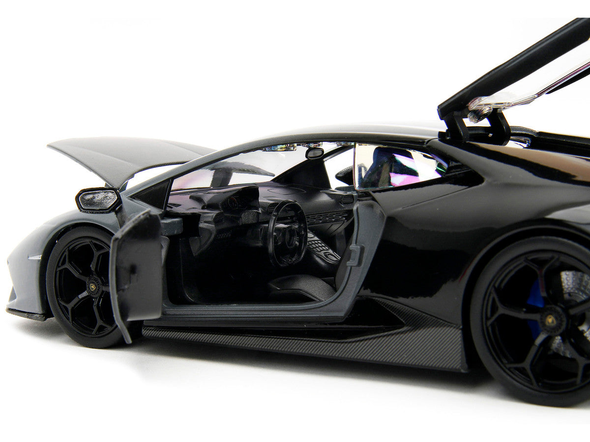Lamborghini Huracan Perfomante Gray and Black Gradient with Carbon Hood "Pink Slips" Series 1/24 Diecast Model Car by Jada