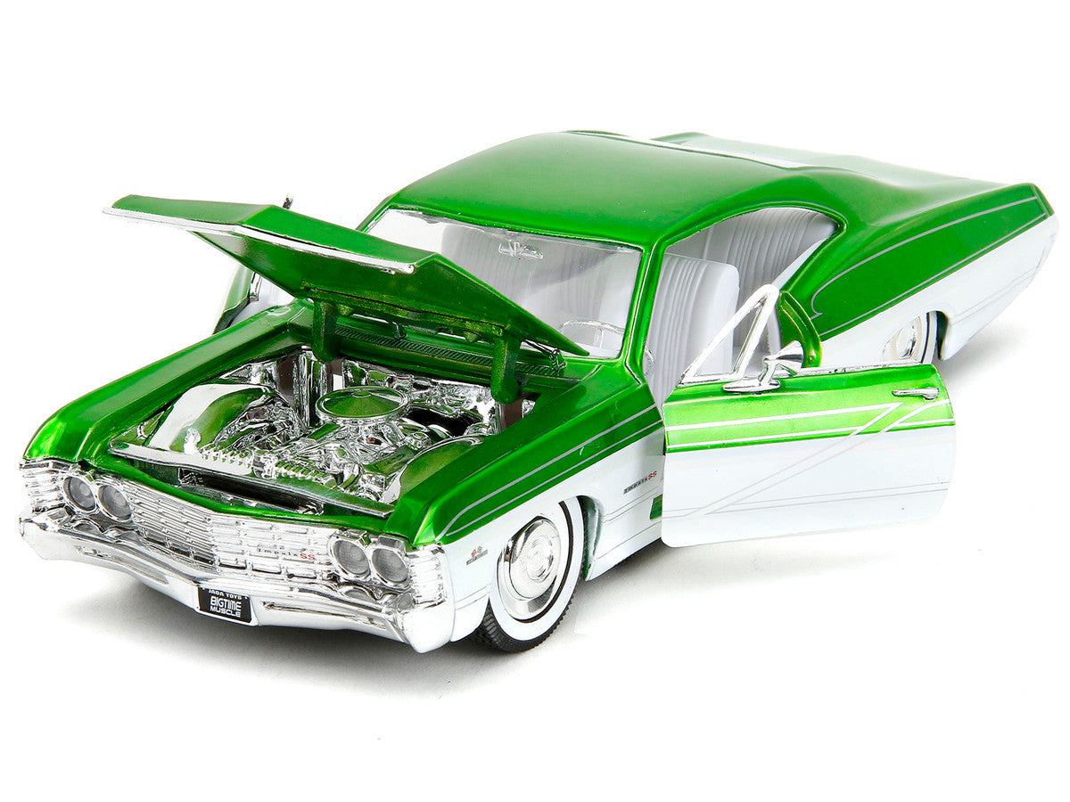 1967 Chevrolet Impala SS Green Metallic and White with White Interior "Bigtime Muscle" Series 1/24 Diecast Model Car by Jada