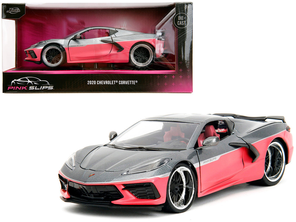 Jada 2020 Chevrolet Corvette Gray Metallic and Pink 1/24 Diecast Model Car Pink Slips Series