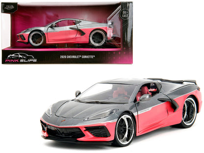 Jada 2020 Chevrolet Corvette Gray Metallic and Pink 1/24 Diecast Model Car Pink Slips Series