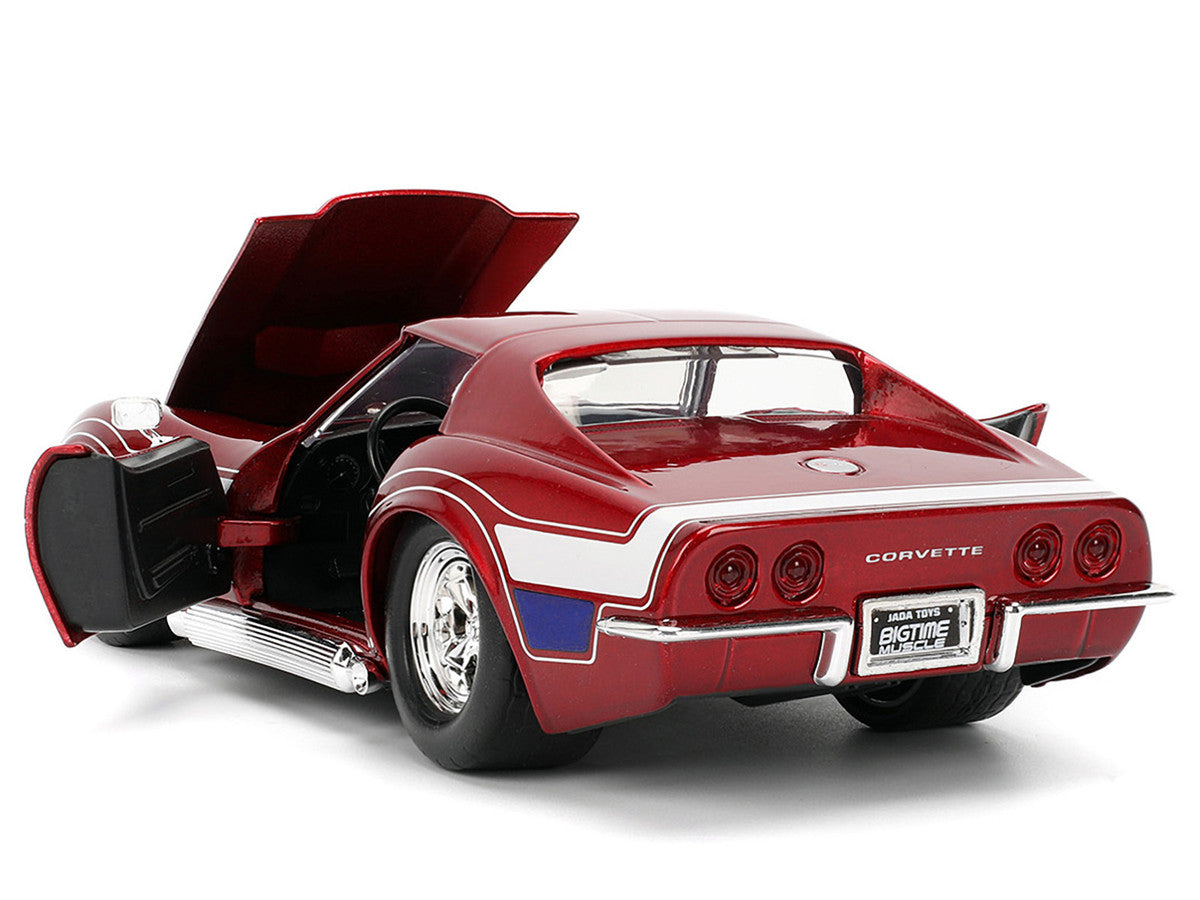 1969 Chevrolet Corvette Stingray ZL1 Red Metallic with Stars and Stripes Graphics "Bigtime Muscle" Series 1/24 Diecast Model Car by Jada