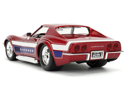 1969 Chevrolet Corvette Stingray ZL1 Red Metallic with Stars and Stripes Graphics "Bigtime Muscle" Series 1/24 Diecast Model Car by Jada