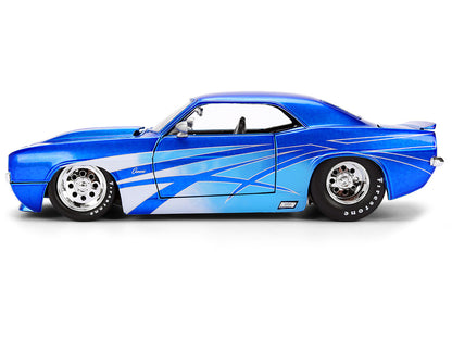 1969 Chevrolet Camaro Candy Blue with Graphics "Bigtime Muscle" Series 1/24 Diecast Model Car by Jada