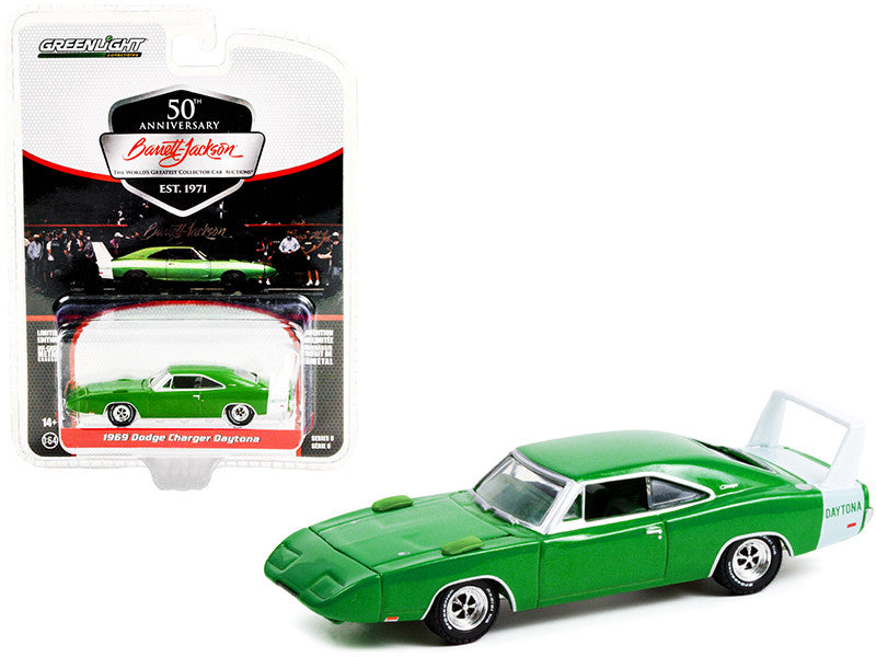 1969 Dodge Charger Daytona Spring Green Metallic w/ Green Interior & White Tail Stripe Barrett Jackson "Scottsdale Edition" Series 8 1/64 Diecast Car