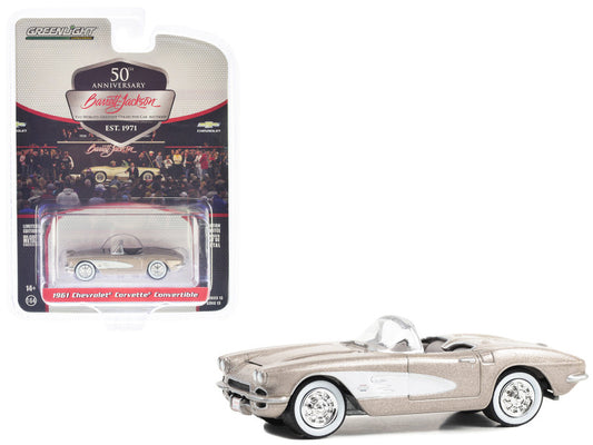 Greenlight 1961 Chevrolet Corvette Convertible: Fawn Beige Metallic, Barrett Jackson Scottsdale Edition Series 13, 1/64 Diecast.