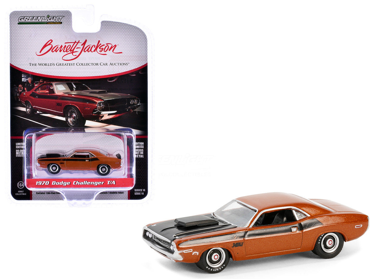 1970 Dodge Challenger T/A Burnt Orange Metallic 1/64 Diecast Car, Barrett Jackson Scottsdale Edition, by Greenlight.