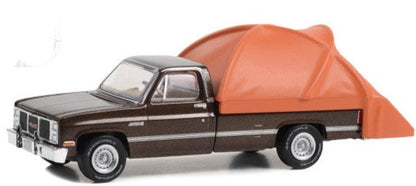 1986 GMC Sierra Classic 1500 Pickup Truck Dark Brown Metallic w/ Modern Truck Bed Tent "The Great Outdoors" Series 3 1/64 Diecast Car by Greenlight