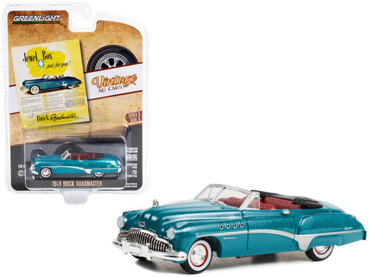 Greenlight 1949 Buick Roadmaster 1/64 diecast, Blue Metallic with Red Interior, from "Vintage Ad Cars" Series 8. Limited edition.