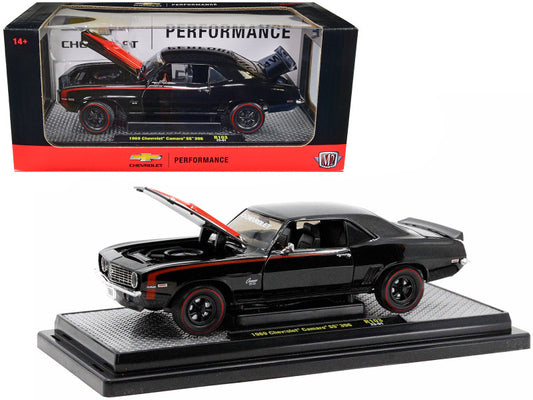 1969 Chevrolet Camaro SS 396 Black with Bright Red Stripes Limited Edition to 6550 pieces Worldwide 1/24 Diecast Model Car by M2 Machines