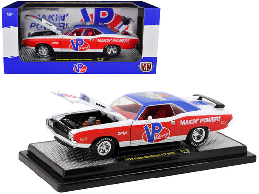 1970 Dodge Challenger R/T Hemi White with Red and Blue Stripes with Red Interior "VP Racing" Ltd. Edition to 5710 pieces Worldwide 1/24 Diecast Car