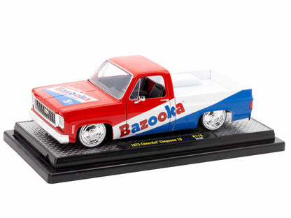 1973 Chevrolet Cheyenne 10 Pickup Truck Red and Blue with White Stripe "Bazooka Bubble Gum" Limited Edition to 6250 pieces Worldwide 1/24 Diecast Car