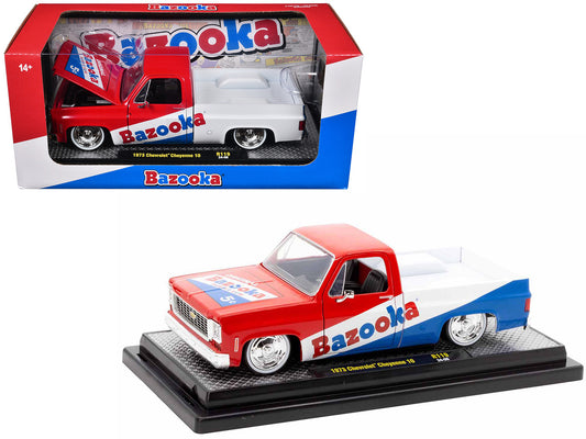 1973 Chevrolet Cheyenne 10 Pickup Truck Red and Blue with White Stripe "Bazooka Bubble Gum" Limited Edition to 6250 pieces Worldwide 1/24 Diecast Car