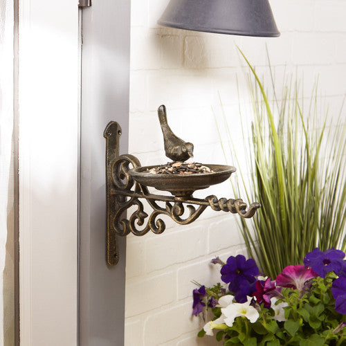 Wall-Mounted Cast Iron Scrolled Bird Feeder by Accent Plus