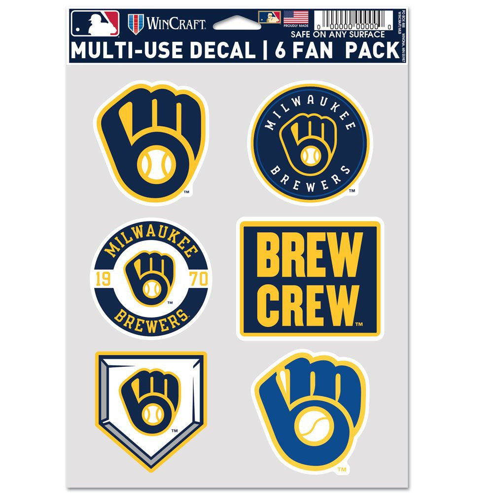 Milwaukee Brewers MLB decal set displaying official team logos and colors on durable fan decals