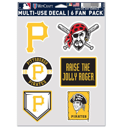 Pittsburgh Pirates MLB six-pack decals featuring official team colors and graphics for single-use fan display