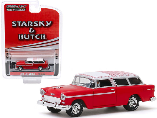 1/64 scale 1955 Chevrolet Nomad 'Starsky and Hutch' TV Series diecast model by Greenlight. Limited edition with authentic design.