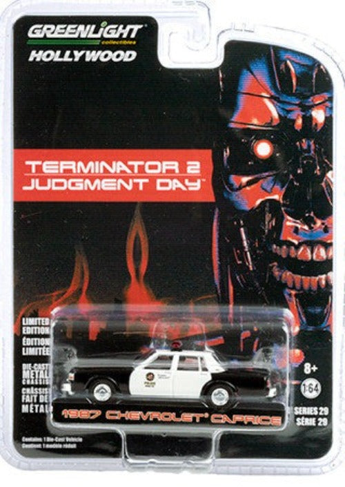 1987 Chevrolet Caprice "Metropolitan Police" Black and White "Terminator 2: Judgment Day" "Hollywood Series" Release 29 1/64 Diecast Car by Greenlight